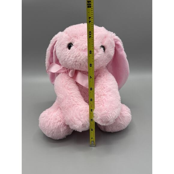 Kellytoy Bee Happy Pink Bunny Rabbit Plush 11” Stuffed Animal W/ Ribbon Bow - Picture 3 of 13